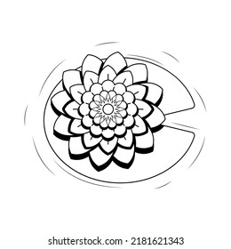 Abstract Hand Drawn Water Lily Flower Plant Botanic Floral Nature Bloom Doodle Concept Vector Design Outline Style On White Background Isolated