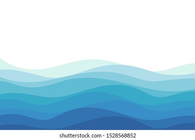 Abstract hand drawn water wave on a white background. Flat design vector.