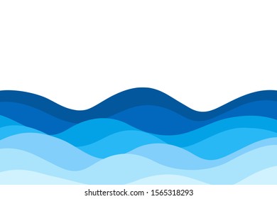 Abstract hand drawn water wave on white background vector illustration. flat design.