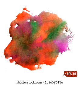 Abstract hand drawn watercolor background. Vector illustration. Grunge texture for cards and flyers design. Multicolored watercolor splash blot in bright color.