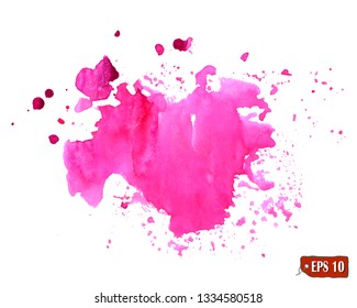 Abstract hand drawn watercolor background. Vector illustration. Grunge texture for cards and flyers design. Multicolored watercolor splash blot in bright color.