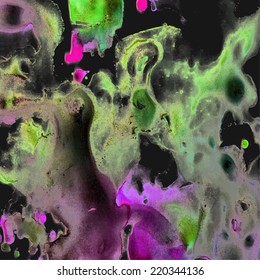 Abstract hand drawn watercolor background, vector illustration, stain watercolors colors  on the dark backdrop. Watercolor composition for scrapbook elements, design or print.