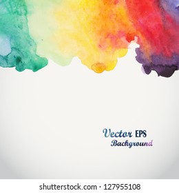 Abstract hand drawn watercolor background,vector illustration, stain watercolors colors wet on wet paper. Watercolor composition for scrapbook elements with empty space for text message.