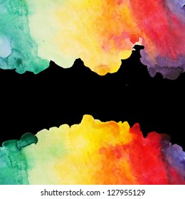 Abstract hand drawn watercolor background,vector illustration, stain watercolors colors wet on wet paper. Watercolor composition for scrapbook elements with empty space for text message.