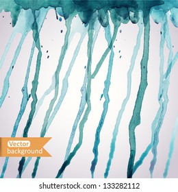 Abstract hand drawn watercolor background,vector illustration, stain watercolors colors wet on wet paper. Watercolor composition for scrapbook elements
