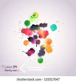 Abstract hand drawn watercolor background,vector illustration, stain watercolors colors wet on wet paper. Watercolor composition for scrapbook elements