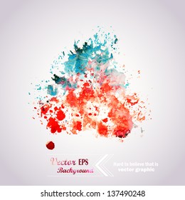 Abstract hand drawn watercolor background,vector illustration, stain watercolors colors wet on wet paper. Watercolor composition for scrapbook elements