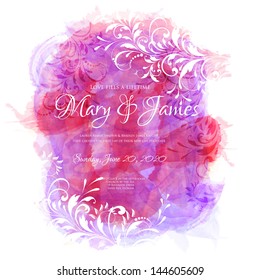 Abstract hand drawn watercolor background,vector illustration, stain watercolors colors wet on wet paper. Watercolor composition for scrapbook elements with empty space for text message.