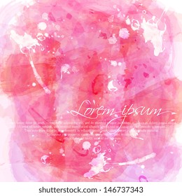 Abstract hand drawn watercolor background,vector illustration, stain watercolors colors wet on wet paper. Watercolor composition for scrapbook elements with empty space for text message.