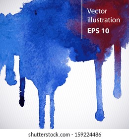 Abstract hand drawn watercolor background,vector illustration. Blue watercolor spot on wet paper. watercolor abstract hand painted background