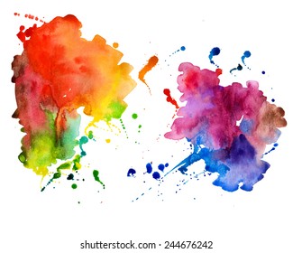 Abstract hand drawn watercolor background,vector illustration.  Watercolor composition for scrapbook elements.  Watercolor shapes on white background. 