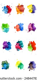 Abstract hand drawn watercolor background,vector illustration. Watercolor composition for scrapbook elements. Watercolor shapes on white background