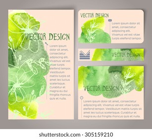 Abstract hand drawn watercolor cards. Vector illustration