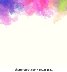 Abstract hand drawn watercolor vector background. Watercolor composition for scrapbook elements with empty space for text message. Abstract art hand paint.