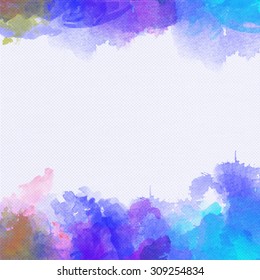 Abstract hand drawn watercolor vector background. Watercolor composition for scrapbook elements with empty space for text message. Abstract art hand paint.