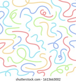 Abstract hand drawn wavy lines colorful isolated on white background. Vector illustration