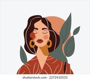 abstract hand drawn woman portrait illustrated.