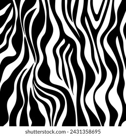 Abstract hand drawn zebra pattern. Vector Illustration.