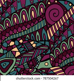 Abstract hand drawn zentangle purple and violet background