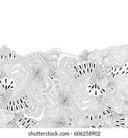 Abstract hand drawn zentangle style frame. Doodle art decorative border.