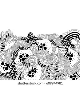 Abstract hand drawn zentangle style frame. Doodle art decorative border.