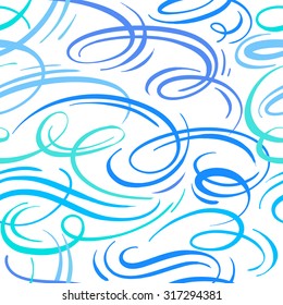 Abstract hand drown curves vector seamless pattern on a white background