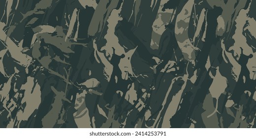 Resumen de camuflaje de grano ahogado a mano, textura de pincel sin soldadura, patrón de camuflaje militar. Ropa de camo verde urbano. Papel tapizado de camuflaje para textiles y tejidos. Vector