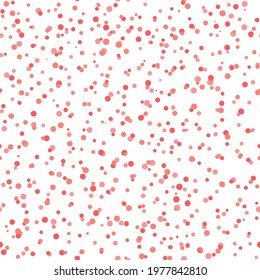 Abstract hand drown polka dots background. White seamless pattern with pink circles. Template design for invitation, poster, card, flyer, banner, textile, fabric.