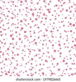 Abstract hand drown polka dots background. White seamless pattern with pink circles. Template design for invitation, poster, card, flyer, banner, textile, fabric.
