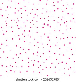 Resumen de la mano ahogada de los puntos de polka fondo. Patrón sin fisuras de puntos blancos con círculos rosados. Diseño de plantilla para invitación, afiche, tarjeta, volante, textil, tela.
