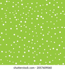 Abstract hand drown polka dots background. Green dotted seamless pattern with white circles. Template design for invitation, poster, card, flyer, textile, fabric.