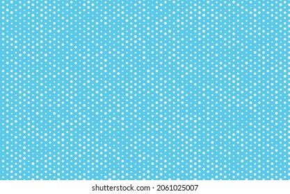 Abstract hand drown polka dots background. Blue dotted seamless pattern with white circles. Template design for invitation, poster, card, flyer, textile, fabric.