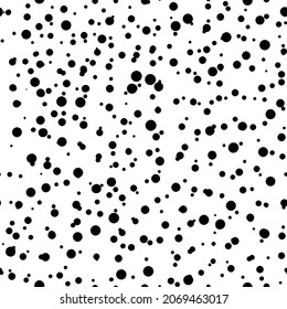 Resumen de la mano ahogada de los puntos de polka fondo. Patrón sin fisuras de puntos blancos con círculos negros. Diseño de plantilla para invitación, afiche, tarjeta, volante, textil, tela.