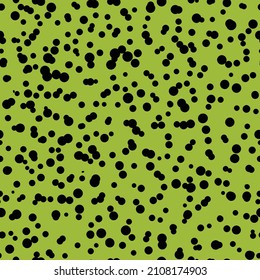 Abstract hand drown polka dots background. Green dotted seamless pattern with white circles. Template design for invitation, poster, card, flyer, textile, fabric.