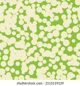 Abstract hand drown polka dots background. Green dotted seamless pattern with white circles. Template design for invitation, poster, card, flyer, textile, fabric.