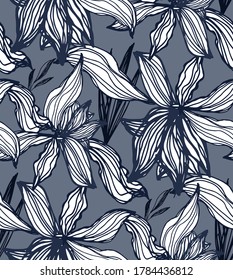 Abstract hand dtawn floral template set. Leaf and flower art for pattern, background, fabric, t-shirt design.