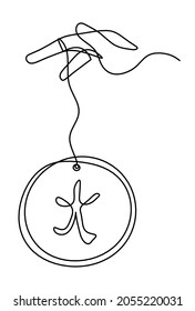 Abstract hand with element of fire in feng shui (hieroglyph means "fire" in english) as line drawing on the white background. Vector