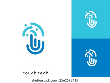 abstract hand finger touch screen technology logo vector design