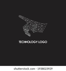 Resumen de la mano y el dedo tocando, diseño de estilo de polos bajos. Estructura de conexión de la luz blanca del bastidor de cables.