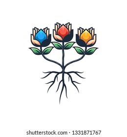 Abstract Hand Flower illustration vector Design template. Suitable for Creative Industry, Multimedia, entertainment, Educations, Shop, and any related business