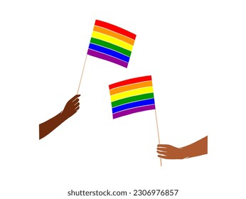 Abstract hand holding pride flag illustration. Vector illustration.