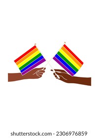 Abstract hand holding pride flag illustration. Vector illustration.