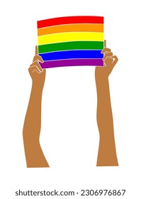 Abstract hand holding pride flag illustration. Vector illustration.