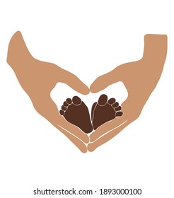 Resumen vector aislado de mano, mano de amor boho, afiche de amor, vectores de día de San Valentín, amor de madre, vector de amor de bebé