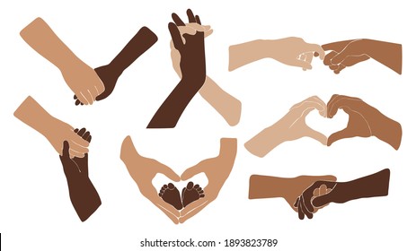 Abstract hand isolated vector set, boho love hand, love poster, valentines day vector, people love, couple love vector