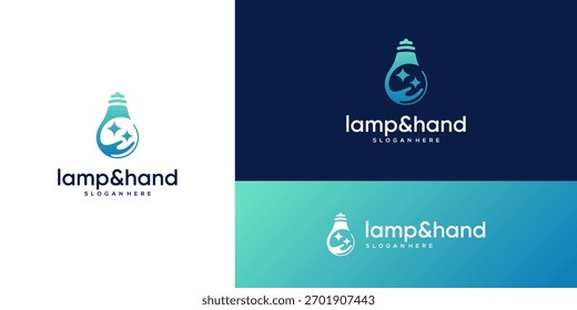 Abstractas de mano en una bombilla, Inspiración de Vector de diseño de logotipo.