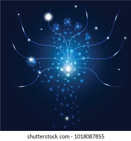 Abstract hand with line and sparkle background