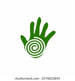 Abstract hand logo design with circle loop.