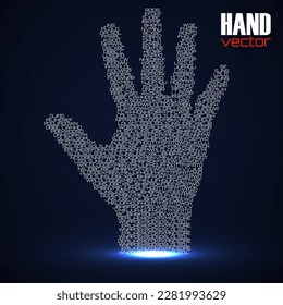 Abstract hand made of letters. Creative idea