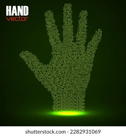 Abstract hand made of letters. Creative idea